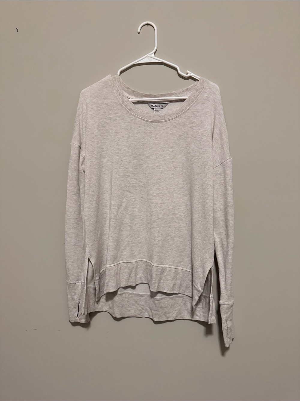 Athleta Heather Coaster Luxe Sweatshirt - Cream/Heathered